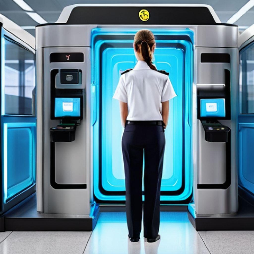항공보안관리사와 주요 보안 위협 요인 - **Prompt Title: AI-Enhanced Airport Security Screening**
    A highly detailed, photorealistic image...