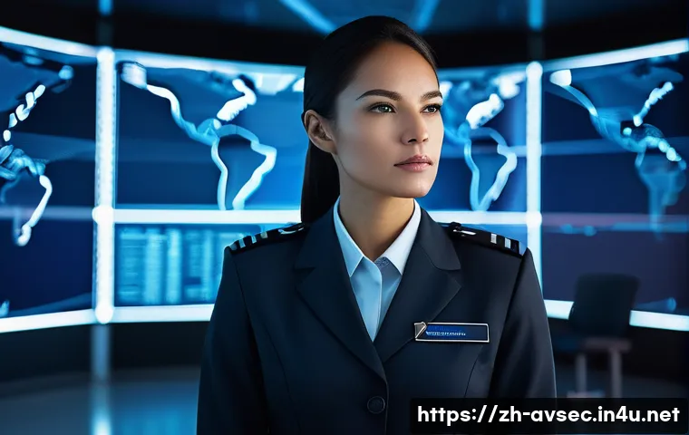 항공보안관리사와 TSA 기준 이해 - **A modern aviation security manager**, a determined and professional female, stands in a high-tech ...