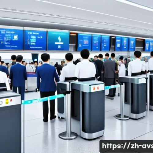 항공보안관리사와 주요 사건 사례 분석 - A highly detailed, modern international airport security checkpoint scene featuring advanced smart X...