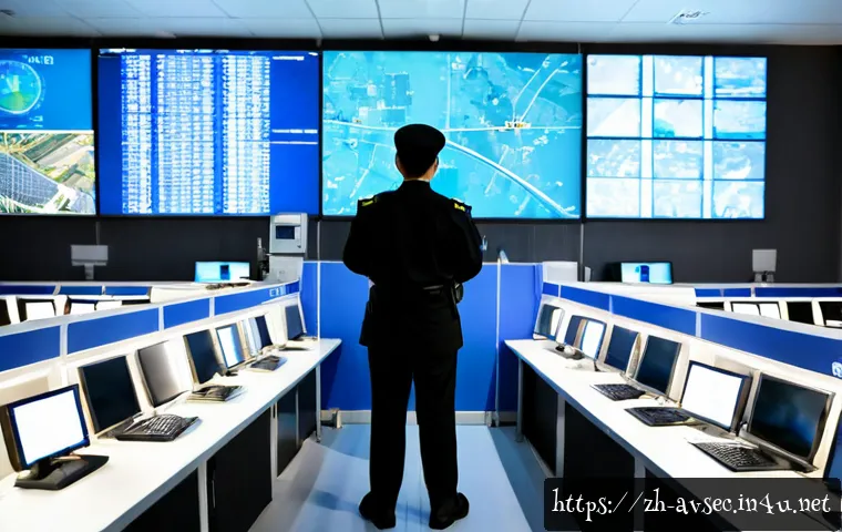 항공보안관리사 보안 시스템 최적화 - Photorealistic airport security operations center, experienced aviation security manager in professi...